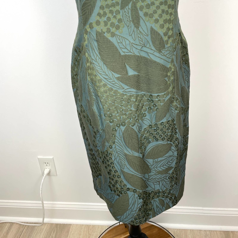 Margon Italy Leaf Patterned Jacquard Strapless Dress In Green Size Small - Picture 5 of 10